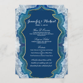 Agate Elegant Söt Blue Teal Geode Mönster Meny