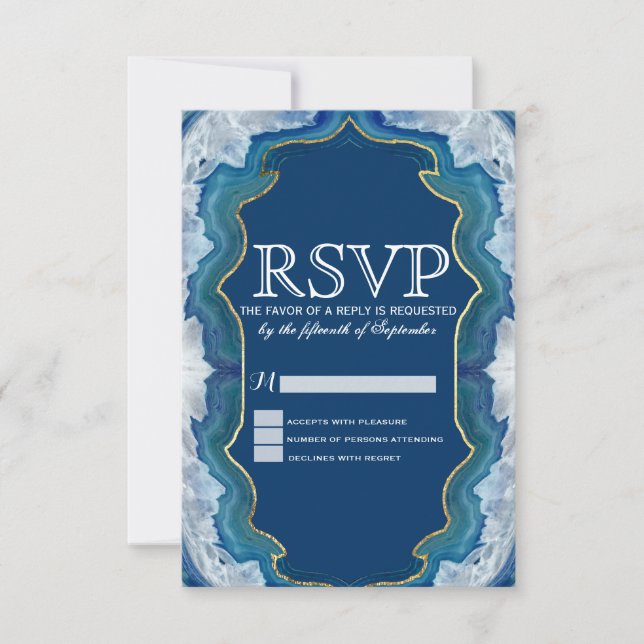 Agate Elegant Söt Blue Teal Geode Mönster OSA Kort (Framsida)