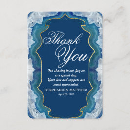 Agate Elegant Söt Blue Teal Geode Mönster Tack Kort