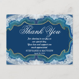 Agate Elegant Söt Blue Teal Geode Mönster Vykort