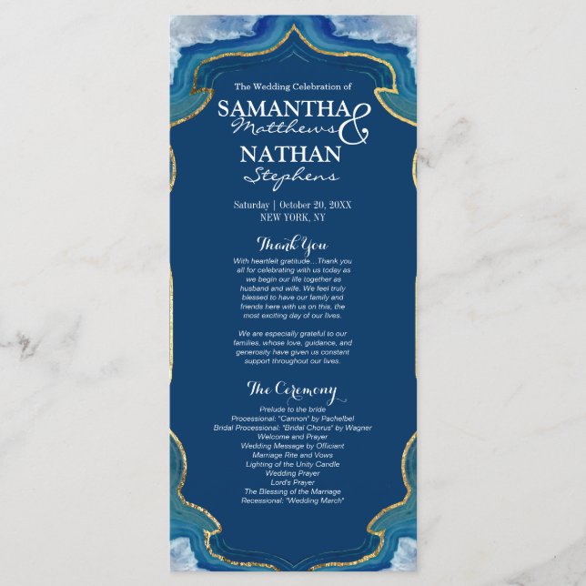 Agate Elegant Söt Blue Teal Geode Program (Framsida)