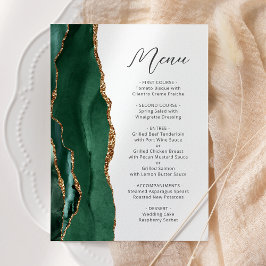 Agate Emerald Green Gold Script Wedding Meny