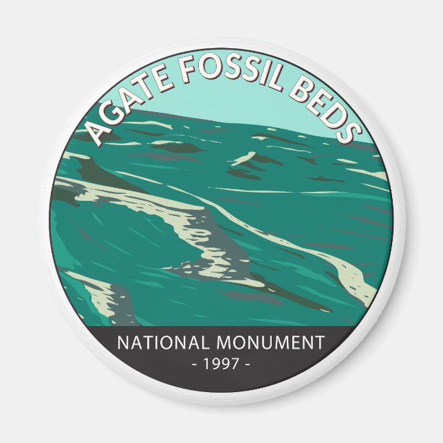 Agate Fossil Beds National Monument Nebraska Retro Magnet (Framsidan)