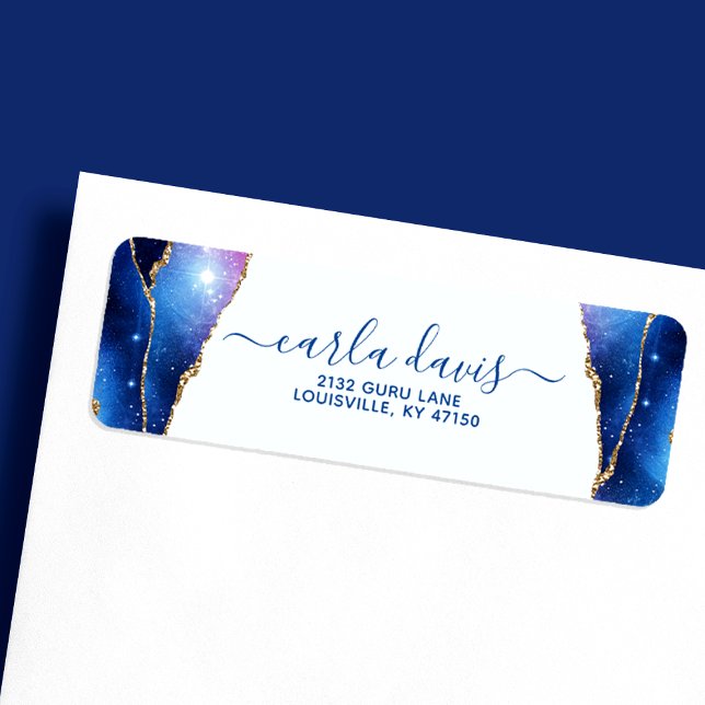 Agate Galaxy Celestial Stars Business Adress Returadress Etikett (Skapare uppladdad)