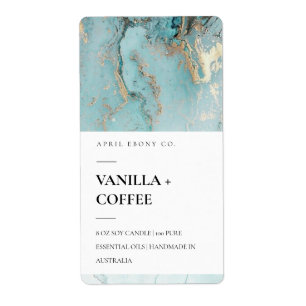 AGATE GEODE DUSKY AQUA BLUE STRUKTUR CANDLE-ETIKET FRAKTSEDEL