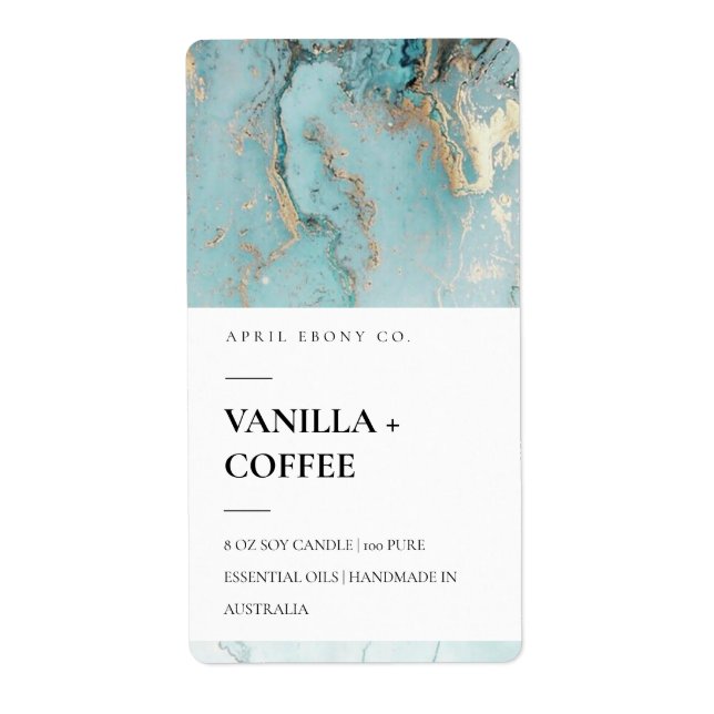 AGATE GEODE DUSKY AQUA BLUE STRUKTUR CANDLE-ETIKET FRAKTSEDEL (Framsidan)