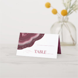 Agate Geode Glitter Bröllop Bord Burgundy ID647 Placeringskort