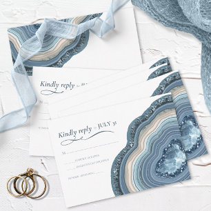 Agate Geode Glitter Bröllop Dusty Blue ID647 OSA Kort