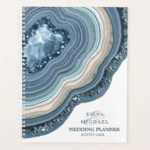 Agate Geode Glitter Bröllop Plans Dusty Blue ID647