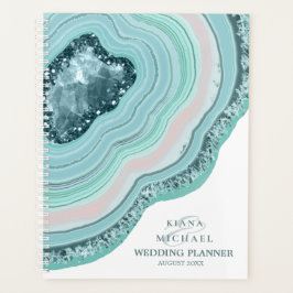 Agate Geode Glitter Bröllop Plans Teal ID647