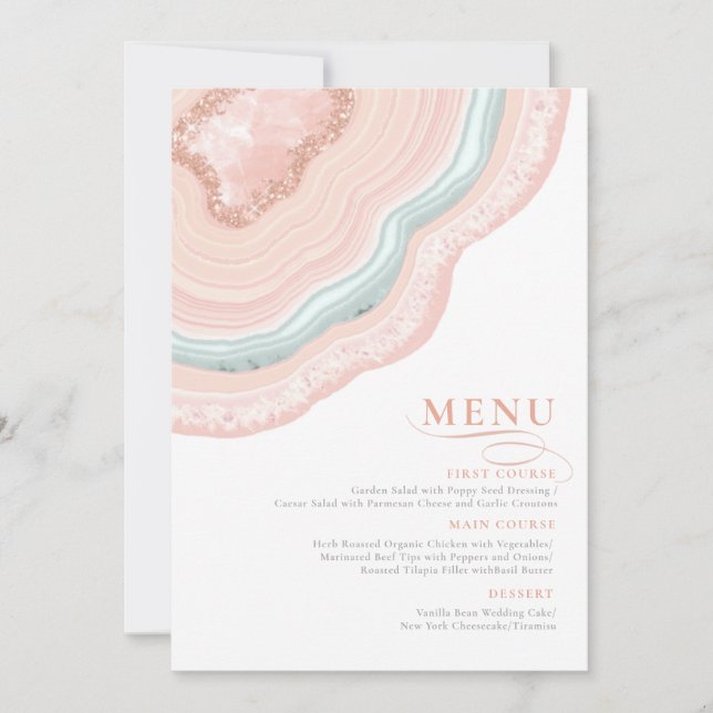 Agate Geode Glitter Bröllop Ro Guld, ID647 (Framsida)