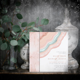 Agate Geode Glitter Bröllop Ro Guld, ID647 Inbjudningar