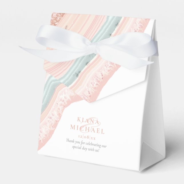 Agate Geode Glitter Bröllop Ro Guld, ID647 Presentaskar (Framsidan Sidan)