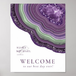 Agate Geode Glitter Bröllop Välkommen Violet ID647 Poster