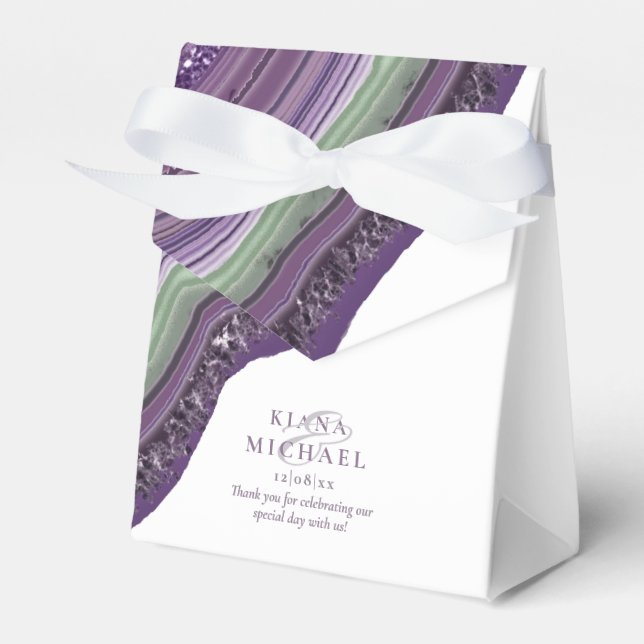 Agate Geode Glitter Bröllop Violet ID647 Presentaskar (Framsidan Sidan)
