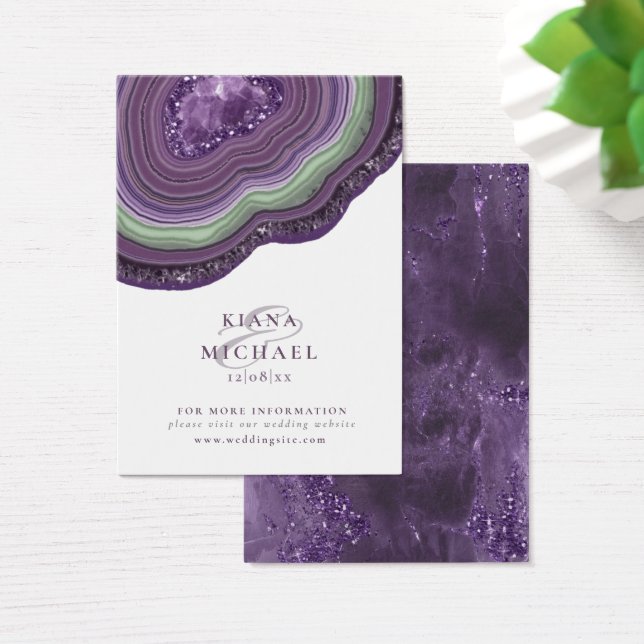 Agate Geode Glitter Bröllop Violet ID647 Visitkort (Skivbord)
