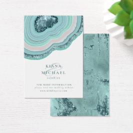 Agate Geode Glitter Bröllop webbplats Teal ID647 Visitkort