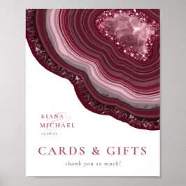 Agate Geode Glitter-kort och presenter Burgundy ID Poster