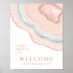 Agate Geode Glitter Välkommen Ro Guld ID647 Poster