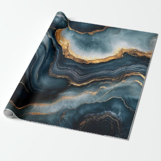 Agate Geode Guld och Navy Blue Marble Presentpapper