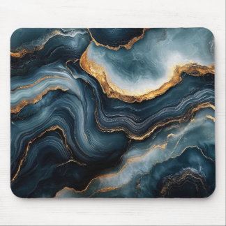 Agate Geode med Guld och marble Blue Marble Musmatta