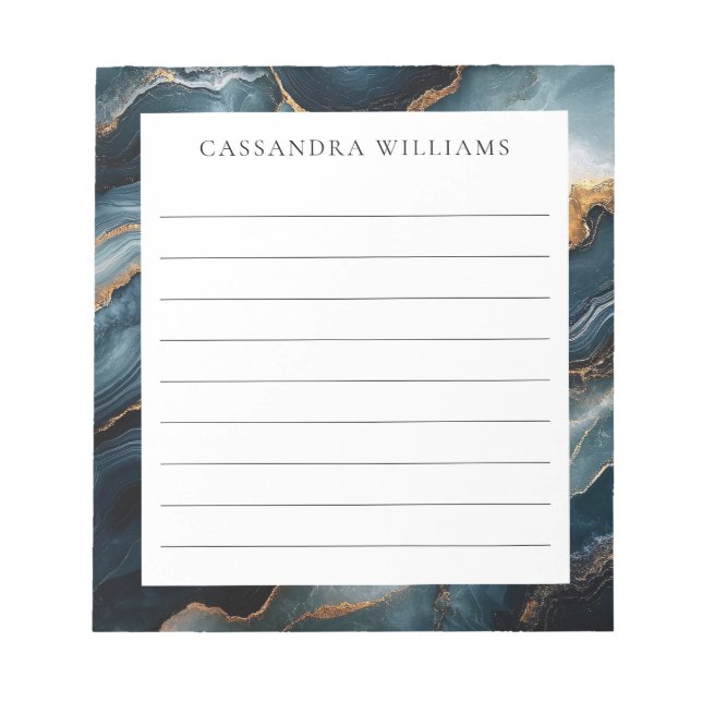 Agate Geode med Guld och marmor (blå) Anteckningsblock (Framsida)