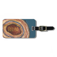 Agate Geode Monogram Watercolor Blue Clay Ochre