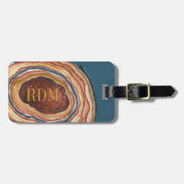 Agate Geode Monogram Watercolor Blue Clay Ochre Bagagebricka