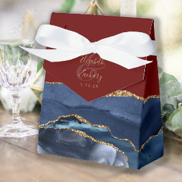 Agate Geode Navy Blue Burgundy Red Gold Favor Box Presentaskar