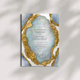 Agate Geode Pearl Golden bröllopsinbjudan Inbjudningar