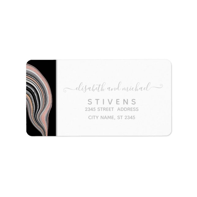 Agate geode ro guld silver svartfärgning adressetikett (Framsidan)