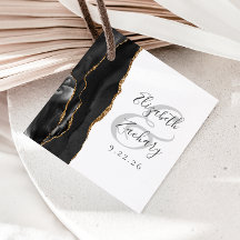 Agate Geode Script Black Guld Bröllop