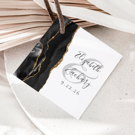 Agate Geode Script Black Guld Bröllop Gåvor Etiketter
