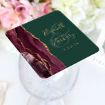 Agate Geode Script Burgundy Guld Grönt Bröllop Underlägg Papper Kvadrat<br><div class="desc">Den här eleganten underlägg bröllop har en burgundisk vattenfärgsagatgeodekonstruktion som trimmas med faux guld glitter. Anpassa enkelt guld-färgad-texten till en bakgrundsbild av grönten,  med namnen av bron och trippen i handskriftssymbolen över ett stort område.</div>