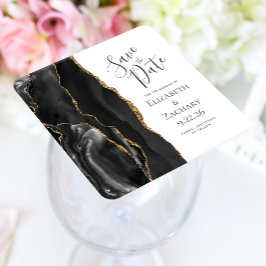 Agate Geode Svart Guld Spara Datum Underlägg Papper Kvadrat