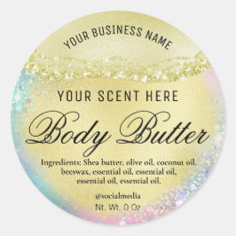 Agate Gold Foil Unicorn Färg body Butter Label Runt Klistermärke