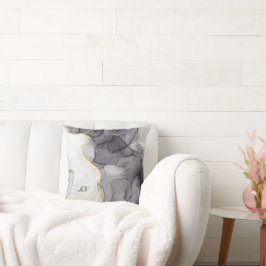 Agate Grått och Black Marble Custom Name Brev Kudde