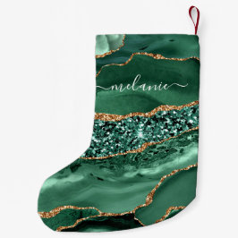 Agate Grönt Guld Anpassat namn - julklapp Liten Julstrumpa