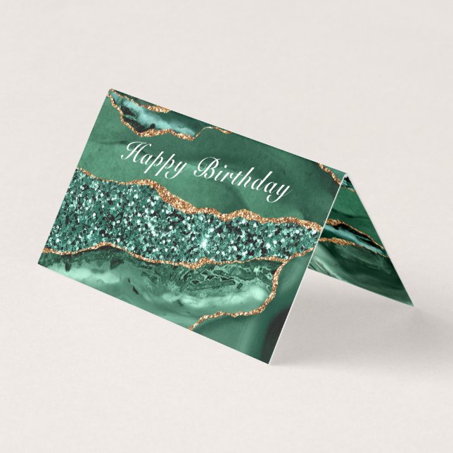Agate Grönt Guld Emarald Birthday Card Kort (Baksida)