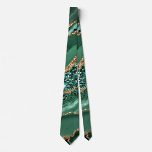 Agate Grönt Guld Emerald Glitter Marble Neck Tie Slips