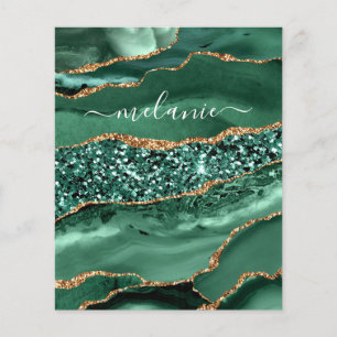 Agate Grönt Guld Geode Marble-namn Flygblad