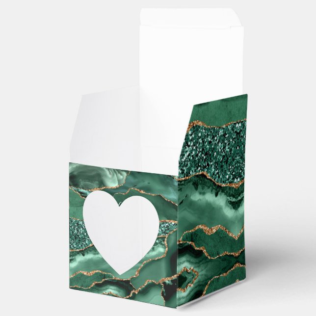 Agate Grönt Guld Geode Marble-namn Presentaskar (Öppnad)