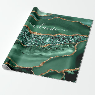 Agate Grönt Guld Geode Marble-namn Presentpapper