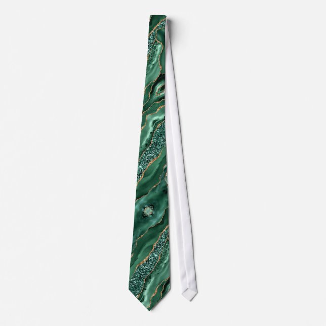 Agate Grönt Guld Glitter Emerald Neck Tie Slips (Framsida)