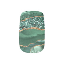 Agate Grönt Guld Glitter Gnistra Marble Gemstone