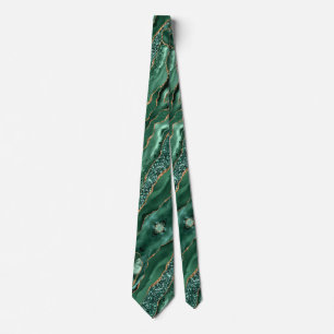 Agate Grönt Guld Glitter Marble Elegant Neck Tie Slips