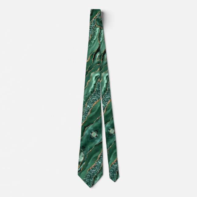 Agate Grönt Guld Glitter Marble Elegant Neck Tie Slips (Framsida)