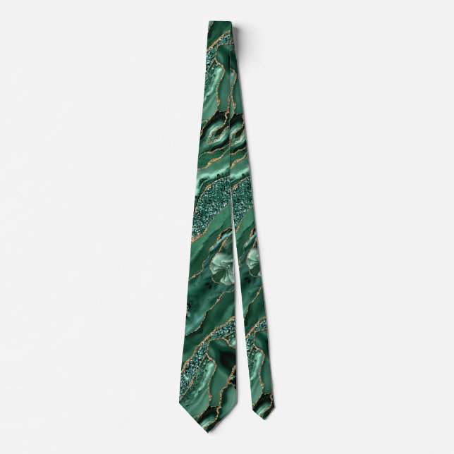 Agate Grönt Guld Glitter Marble Neck Tie Emerald Slips (Framsida)