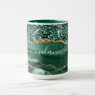 Agate Grönt Guld Marble Custom Name Mugg