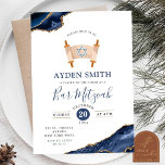 Agate Guld flottan Blue Pub Mitzvah Inbjudningar<br><div class="desc">Agate Guld marinblått Pub Mitzvah-inbjudan | Inbjudan till Hebrew Boy Religiösa Firande | Inbjudan till den judiska traditionen Pub Mitzvah | Pojken ringde till Torah-inbjudan</div>